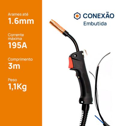 Imagem de Tocha Para Solda Mig 130a Até 195a 3m Conexão Simples