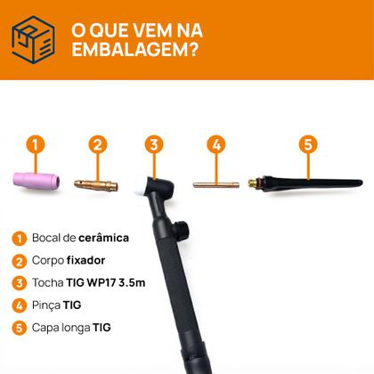 Imagem de Tocha seca para inversora tig wp17 3.5m conexao 13mm