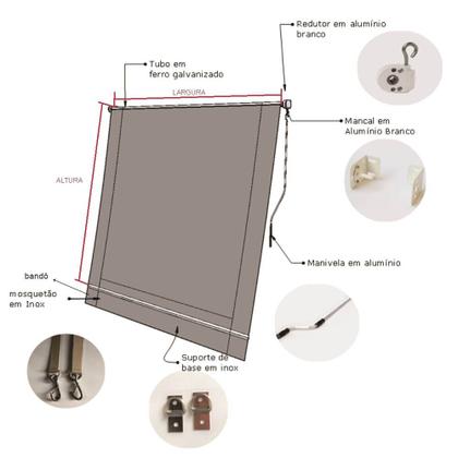 Imagem de Toldo Cortina Cinza c/ visor - 3,10m x 2,10m - kit completo