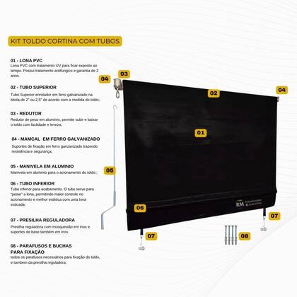 Imagem de Toldo Cortina Marrom - 2,40m x 2,70m - kit completo