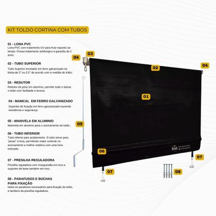 Imagem de Toldo Cortina Preto - 3,80m x 2,10m - kit completo