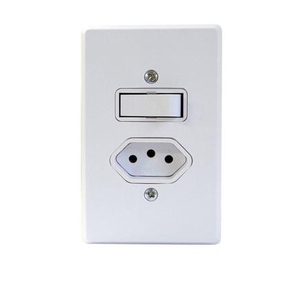 Imagem de Tomada 10a 2p+t Placa + Interruptor Simples 1 Tecla Embutir