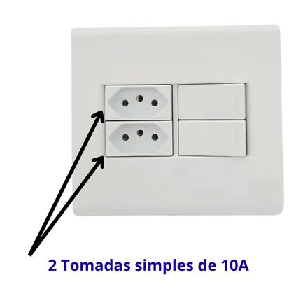 Imagem de Tomada 10A com interruptor simples duplo placa 4x4 Tramontina LIz Bca