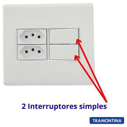 Imagem de Tomada 10A com interruptor simples duplo placa 4x4 Tramontina LIz Bca