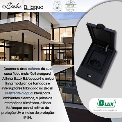 Imagem de Tomada 10A Para Áreas Externas Prova Dagua Preta - B.Lux