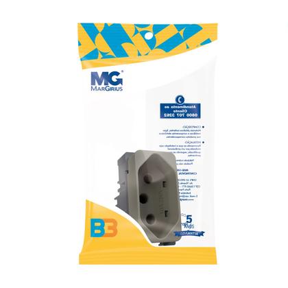 Imagem de Tomada 10A Três Pinos MarGirius B3 Argila