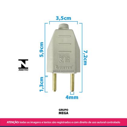 Imagem de tomada 2 pinos 10a 180º macho manutenção plugue kit com 2