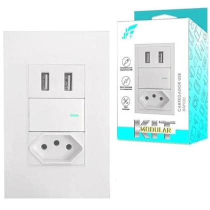 Imagem de Tomada 20 Amperes De Parede Com Interruptor Premium E Entrada Dupla USB Para Embutir