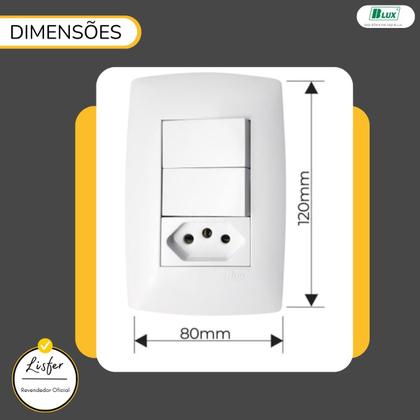 Imagem de Tomada 20A + 2 Teclas Simples com Placa Branca Home - B.Lux