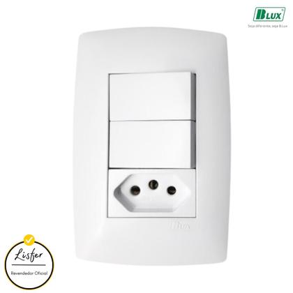 Imagem de Tomada 20A + 2 Teclas Simples com Placa Branca Home - B.Lux