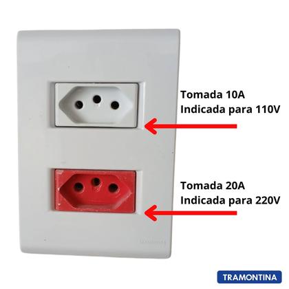 Imagem de Tomada 20A 220v e 10A 110V Liz Tramontina 2P+T placa 4x2 branca
