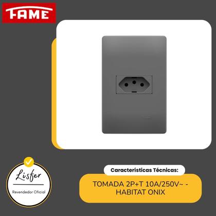Imagem de Tomada 2p+t 10a 250v Horizontal 4x2 Habitat Onix Fame Cinza
