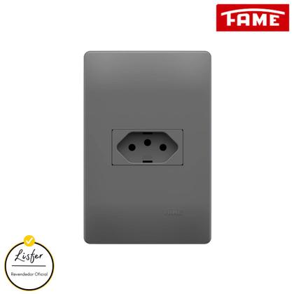 Imagem de Tomada 2p+t 10a 250v Horizontal 4x2 Habitat Onix Fame Cinza