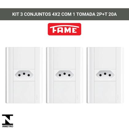 Imagem de Tomada 2p+t 20a/250v Com Placa 4x2 Fame Modulare - Kit 3 Un