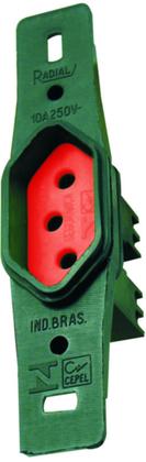 Imagem de Tomada 2P+T 20a Vermelho Sem Placa Linha Prata Radial c/ 10