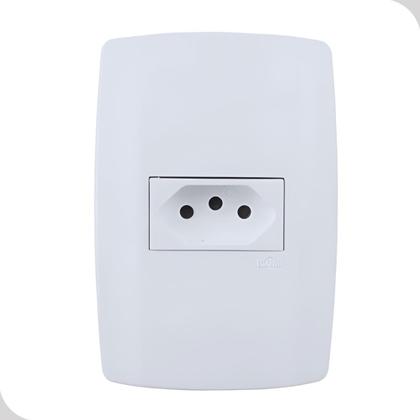 Imagem de Tomada 3 Pinos 10A 250V Branca 2P+T Casa Construção Ilumi