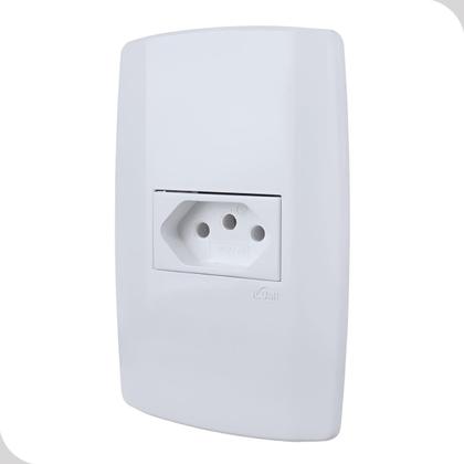 Imagem de Tomada 3 Pinos 10A 250V Branca 2P+T Casa Construção Ilumi