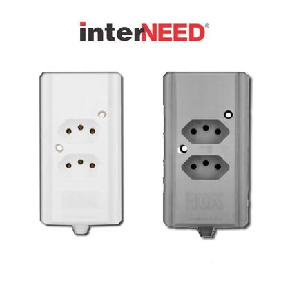 Imagem de Tomada Barra Dupla 2 Polos + T 10A Branca Interneed