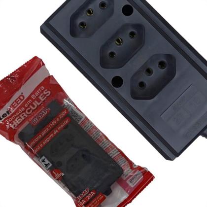 Imagem de Tomada Barra Interneed 2 Polos +Terra Preta 20A. Tripla