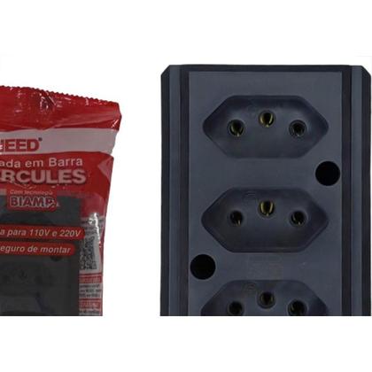 Imagem de Tomada Barra Interneed 2 Polos +Terra Preta 20A. Tripla