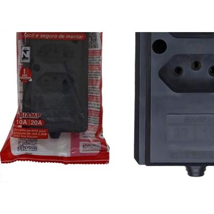 Imagem de Tomada Barra Interneed 2 Polos +Terra Preta 20A. Tripla