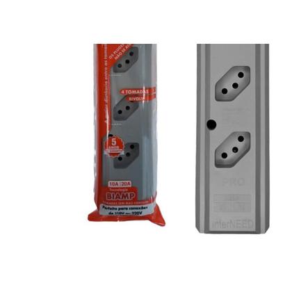 Imagem de Tomada Barra Interneed 2P+T. Cinza 20A. Quadrupla - Pro45