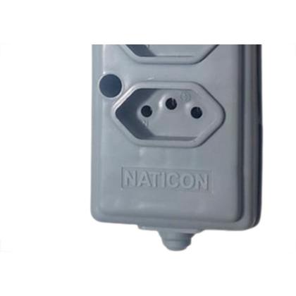 Imagem de Tomada Barra Naticon 2P+T. 10A. 3 Tomadas Cinza