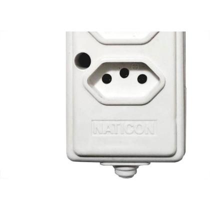 Imagem de Tomada Barra Naticon 2P+T. 20A. 3 Tomadas Branca