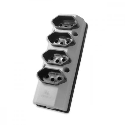 Imagem de Tomada Barra Perlex Quadrupla 2 Polos +Terra 10A Cinza 2200/2