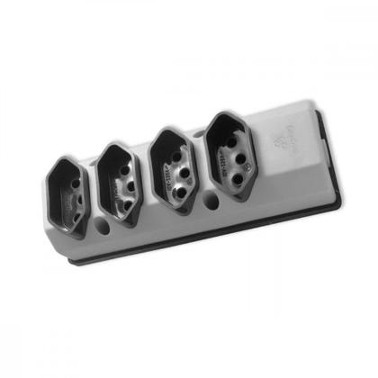 Imagem de Tomada Barra Perlex Quadrupla 2 Polos +Terra 10A Cinza 2200/2