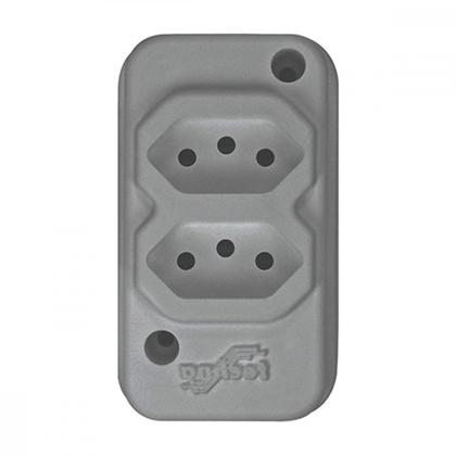 Imagem de Tomada Barra Techna Dupla 2P+T 10A Cinza