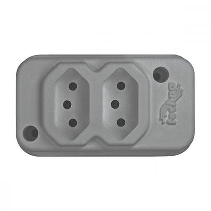 Imagem de Tomada Barra Techna Dupla 2P+T 10A Cinza