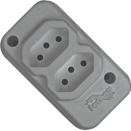 Imagem de Tomada Barra Techna Dupla 2P+T 10A Cinza