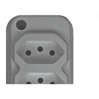 Imagem de Tomada Barra Techna Dupla 2P+T 10A Cinza