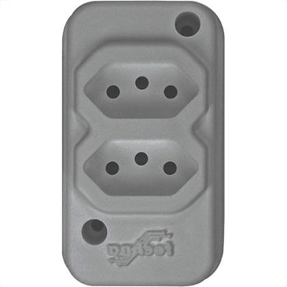 Imagem de Tomada Barra Techna Dupla 2P+T 10A Cinza