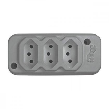 Imagem de Tomada Barra Techna Tripla 2P+T 10A Cinza