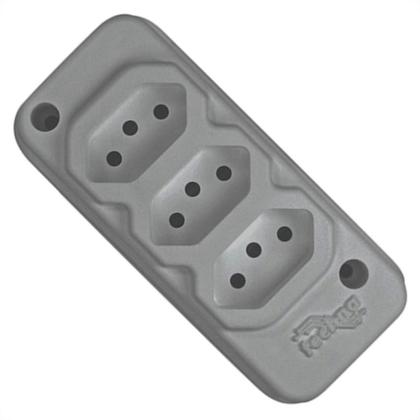 Imagem de Tomada Barra Techna Tripla 2P+T 10A Cinza