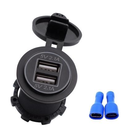Imagem de Tomada Carregador Celular Usb Veicular 4.2a (duas Saídas 2.1a) - Substitui O Acendedor  Carrega Mesmo Usando O Waze