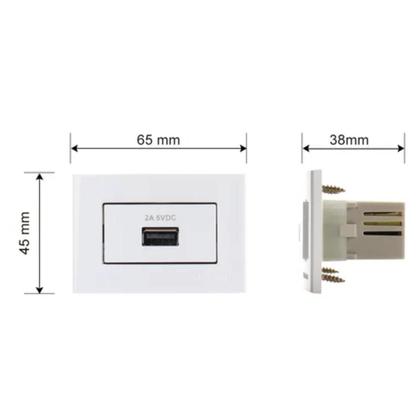 Imagem de Tomada Carregador Usb P/Moveis 2a Branco Biv Sleek Margirius