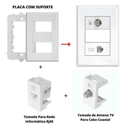 Imagem de Tomada Coaxial + Tomada Rj45 4x2 Evidence- Fame
