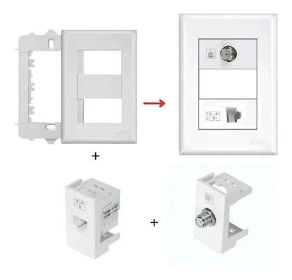 Imagem de Tomada Coaxial + Tomada Rj45 4x2 Evidence- Fame