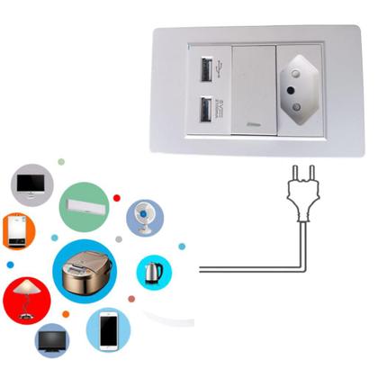 Imagem de Tomada Com Interruptor E 2 Entradas Usb 10a Casa Moderna Carrega Tablet Celular