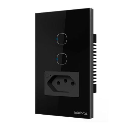 Imagem de Tomada com Interruptor Inteligente Intelbras ETS 2002 SMART WI-FI Preto
