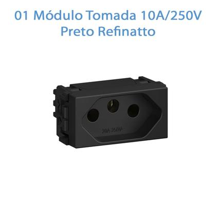 Imagem de Tomada Completa 10a C/ Interruptor Preto Refinatto Style