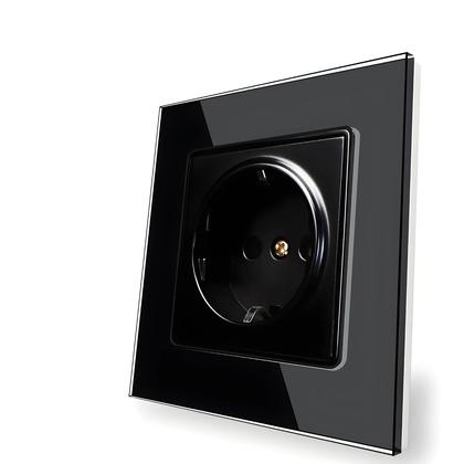 Imagem de Tomada De Cristal Cinza Delviz Padrão EU 110-250V 16A Embutida Na Parede