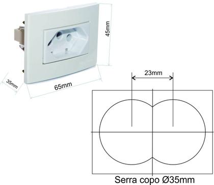 Imagem de Tomada de Embutir Para Móveis Planejados Bancada Mesa Cozinha Sala Painel Quarto 2P+T 20A 250V