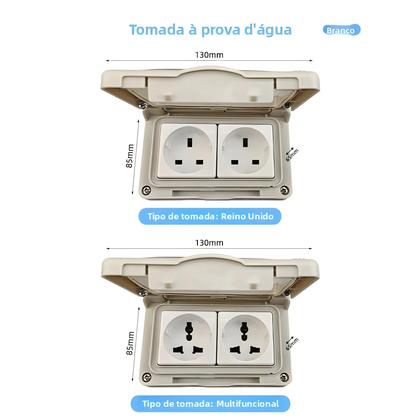 Imagem de Tomada De Energia Externa À Prova d'Água IP55 Padrão Duplo UK EU FR Para Cozinha E Banheiro