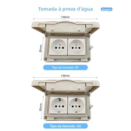 Imagem de Tomada De Energia Externa À Prova d'Água IP55 Padrão Duplo UK EU FR Para Cozinha E Banheiro
