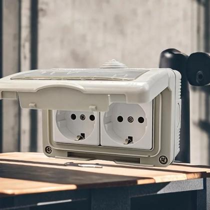 Imagem de Tomada De Energia Externa À Prova d'Água IP55 Padrão Duplo UK EU FR Para Cozinha E Banheiro