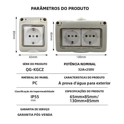 Imagem de Tomada De Energia Externa À Prova d'Água IP55 Padrão Duplo UK EU FR Para Cozinha E Banheiro